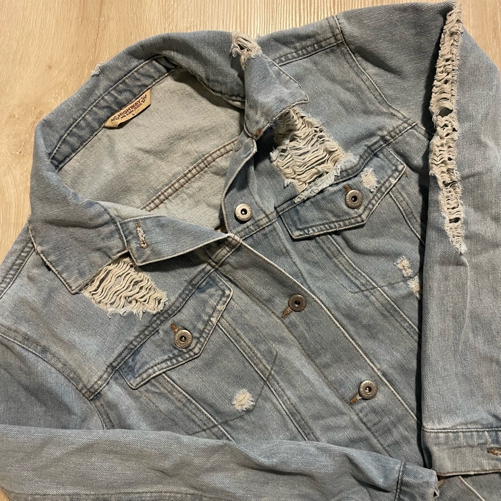 Highway Jeans Distressed & Oversized Denim Jacket “Size L”